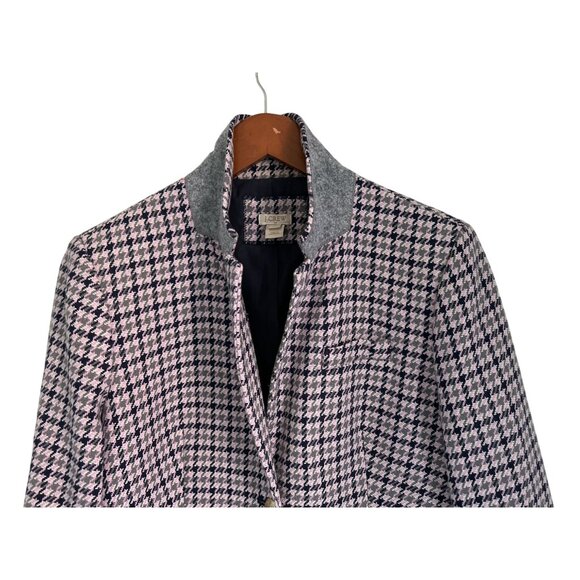 J.Crew Regent Houndstooth Blazer Gold Buttons Wool Blend Lined Size 14 - Picture 4 of 11